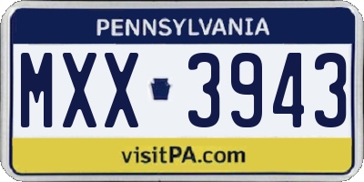 PA license plate MXX3943