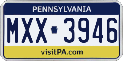 PA license plate MXX3946