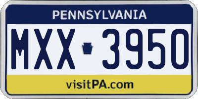 PA license plate MXX3950