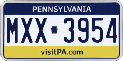 PA license plate MXX3954