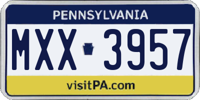 PA license plate MXX3957