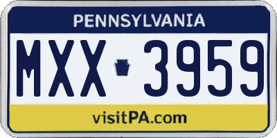 PA license plate MXX3959