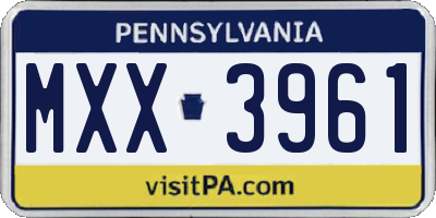 PA license plate MXX3961