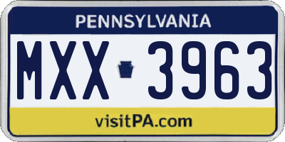 PA license plate MXX3963