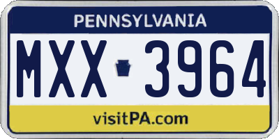 PA license plate MXX3964