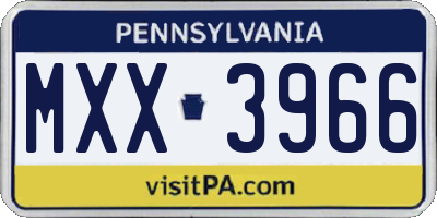 PA license plate MXX3966