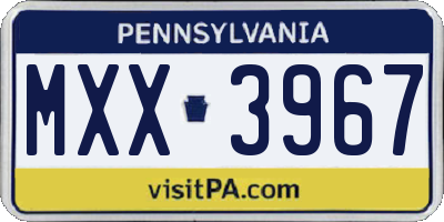 PA license plate MXX3967