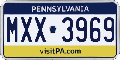 PA license plate MXX3969