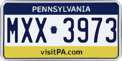 PA license plate MXX3973