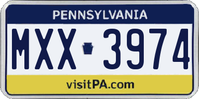 PA license plate MXX3974