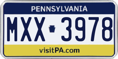 PA license plate MXX3978