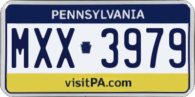 PA license plate MXX3979
