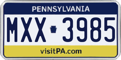 PA license plate MXX3985