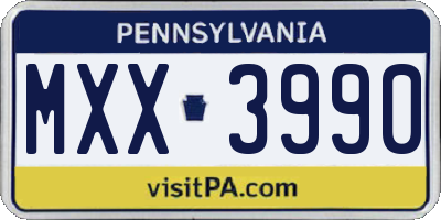 PA license plate MXX3990