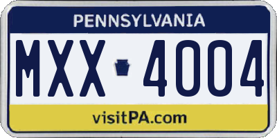 PA license plate MXX4004