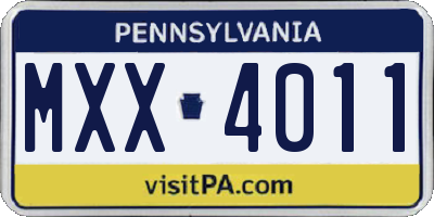 PA license plate MXX4011