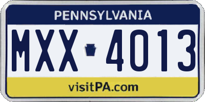 PA license plate MXX4013