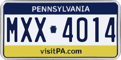 PA license plate MXX4014