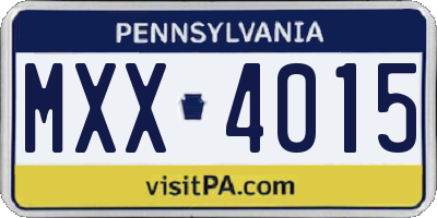 PA license plate MXX4015