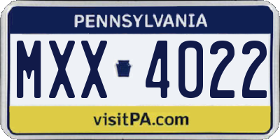 PA license plate MXX4022