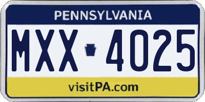 PA license plate MXX4025