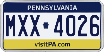 PA license plate MXX4026