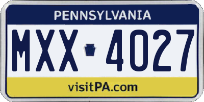 PA license plate MXX4027