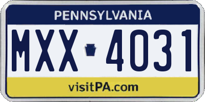 PA license plate MXX4031