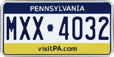 PA license plate MXX4032