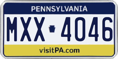 PA license plate MXX4046