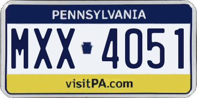 PA license plate MXX4051