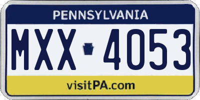 PA license plate MXX4053