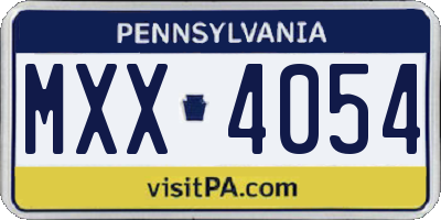 PA license plate MXX4054