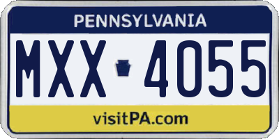 PA license plate MXX4055