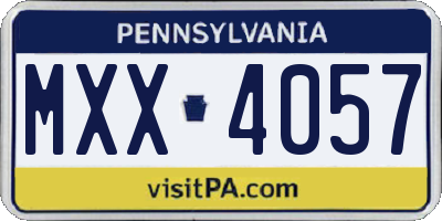 PA license plate MXX4057