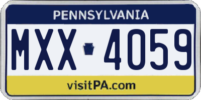 PA license plate MXX4059