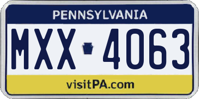 PA license plate MXX4063