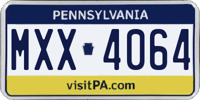 PA license plate MXX4064