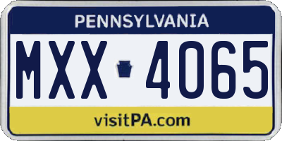 PA license plate MXX4065