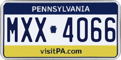 PA license plate MXX4066