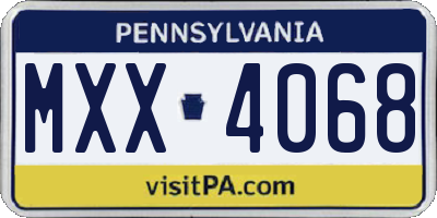 PA license plate MXX4068