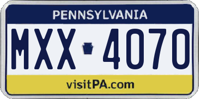 PA license plate MXX4070