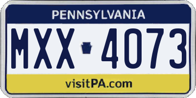 PA license plate MXX4073