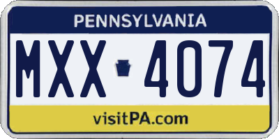 PA license plate MXX4074