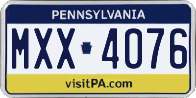 PA license plate MXX4076
