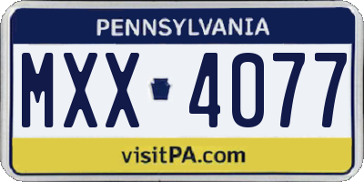 PA license plate MXX4077