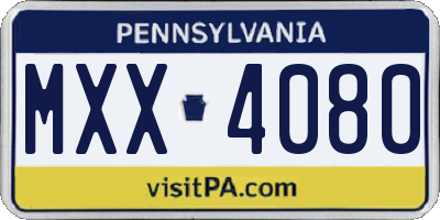 PA license plate MXX4080