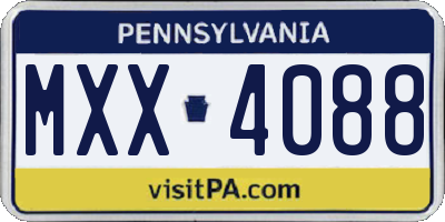 PA license plate MXX4088