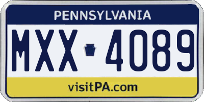 PA license plate MXX4089