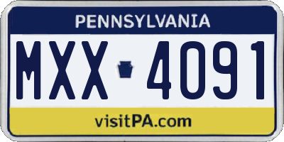 PA license plate MXX4091